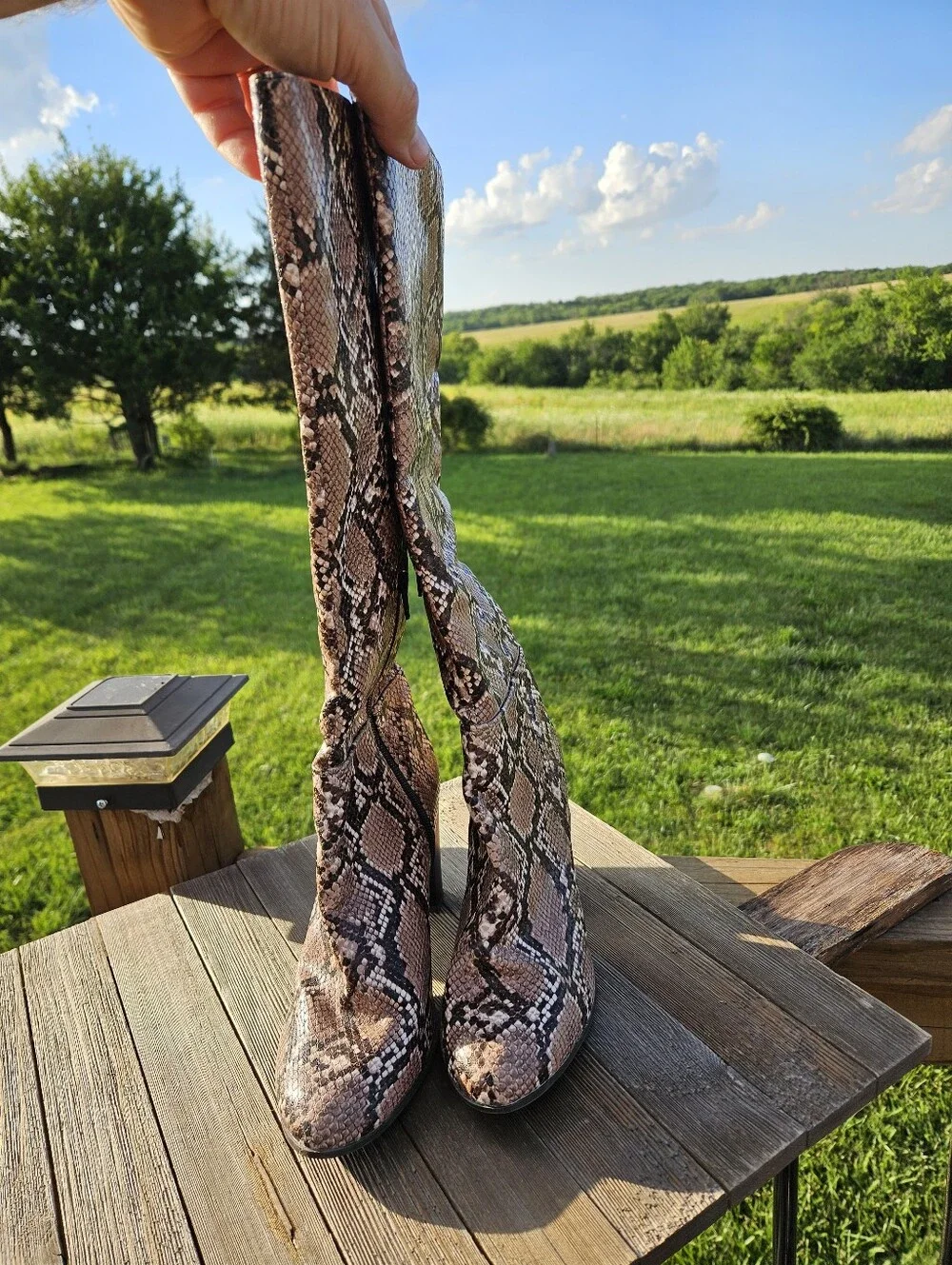 Target brown and beige snake print knee high boots in a US 8 #kneehighboots #sna